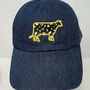 Tractor Supply Co. Woman’s Jean Navy Blue Cap with Yellow Cow Design (OS)